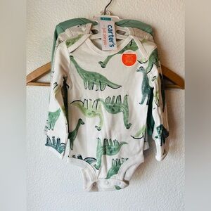 Carters Baby Boy Dinosaur 3 Piece Set 100% Cotton Longsleeve 3M